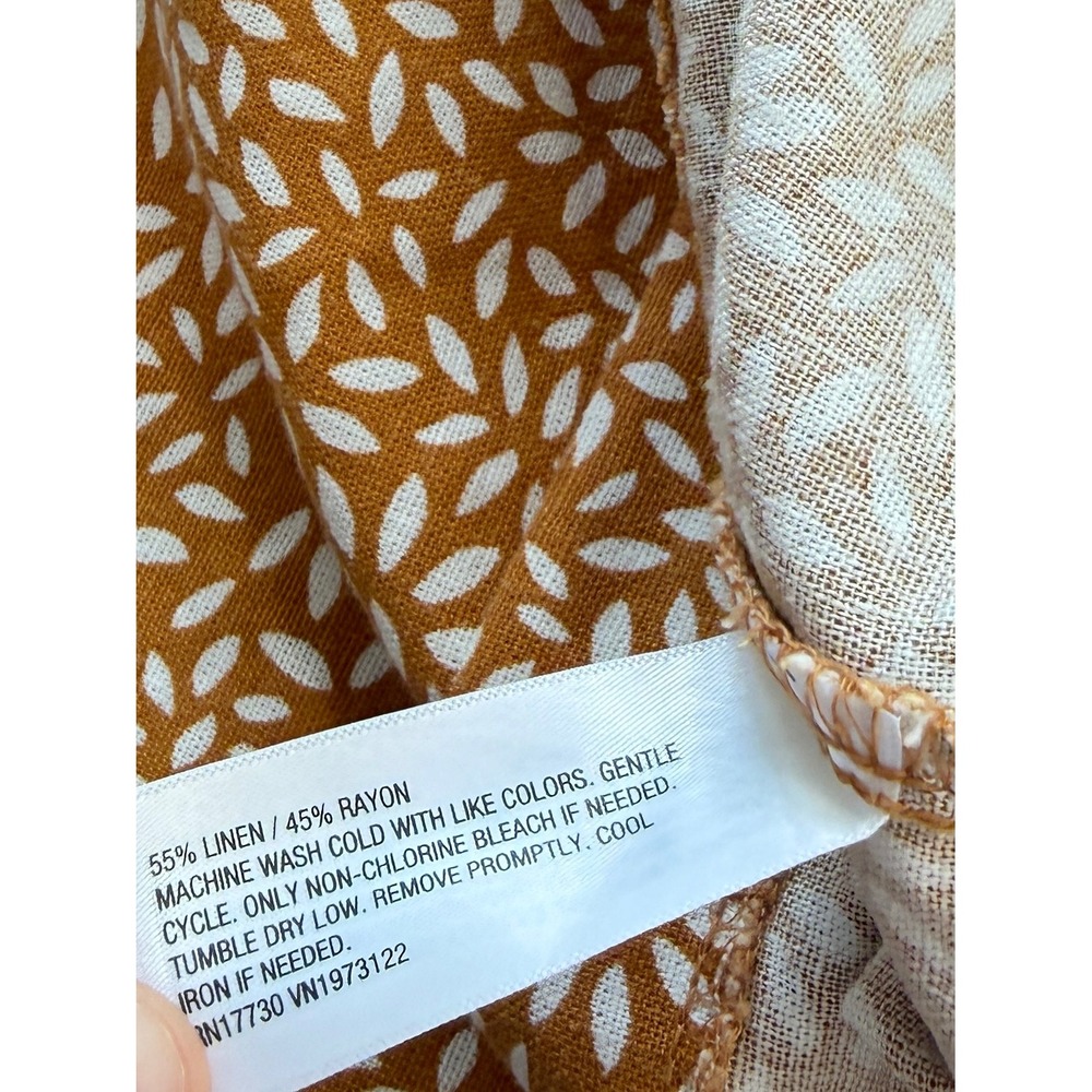 Ava & Viv Linen Blend Shift Dress Boho Golden Yellow Floral Speckled Pockets XXL - Picture 6 of 9